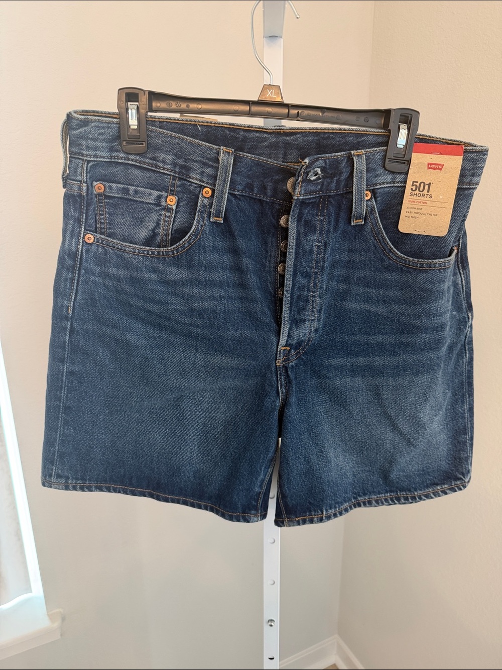 Levi's Dark Blue 501 Button-Fly Jean Shorts
